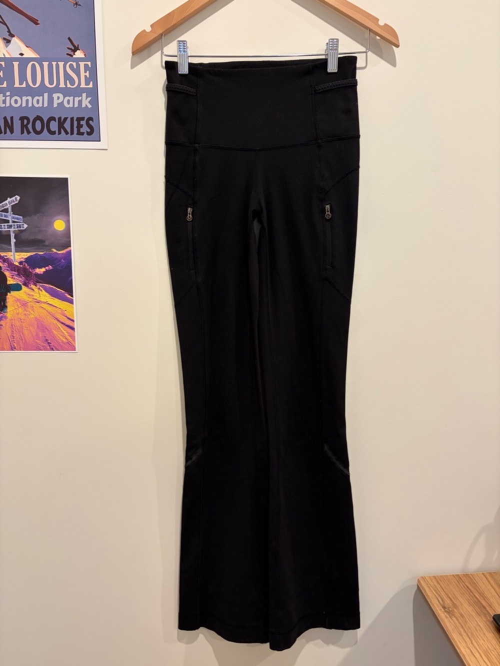lululemon athletica Black Flared Leggings with Zip Pockets
